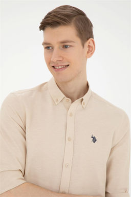 Мужская базовая рубашка светло-коричневого цвета с длинным рукавом - U.s. polo assn фото 2