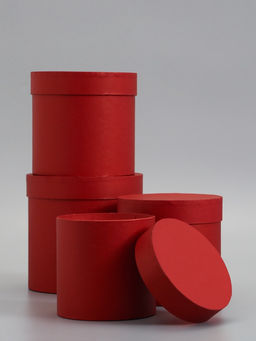 Набор шляпных коробок  4 в 1 "Вишневый", 18 × 18 ‒14 × 14 см