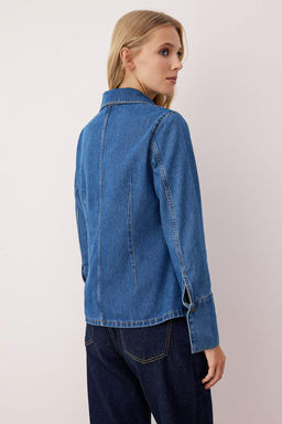 Mavi Manset Detayl? Fitted Denim Gomlek TWOAW26GO00049 - Trendyolmilla фото 4