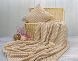 Покрывало Роскошь-бежевый/золото фланель жаккард 200*220 см.