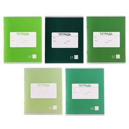 Цена за 20 шт. Тетрадь 12 листов в косую линейку, Calligrata «Однотонная. Школьная», обложка мелованная бумага, серые листы, МИКС