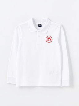 Polo Yaka Bask?l? Uzun Kollu Erkek ?ocuk Ti??rt