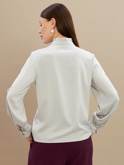 Блузка с рюшами OD-884-6 серо-коричневый