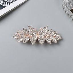 Цена за 2 шт. Заколка - автомат для волос «Айрис», бабочка, 9 см, золото