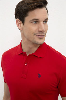 Мужская красная базовая футболка с воротником поло Неожиданная скидка в корзине - U.s. polo assn фото 2