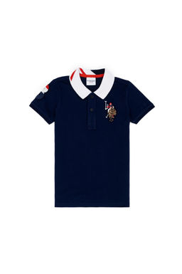 Темно-синяя базовая футболка с воротником-поло для мальчиков - U.s. polo assn фото 7
