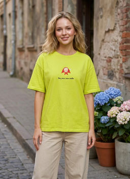 K13531 Футболка OVER SIZE (хлопок) ЗЕЛЕНЫЙ