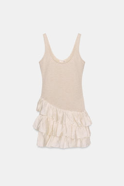 VESTIDO CORTO COMBINADO VOLANTES / Crudo - Zara фото 4