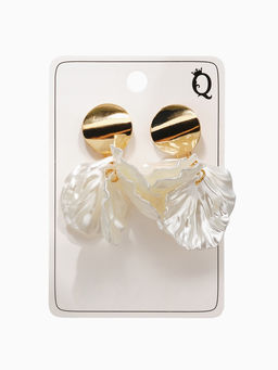 Клипсы для ушей QF Ветерок, цвет белый в золоте