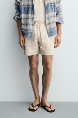 BERMUDA RELAXED FIT ALGOD?N - LINO / Marr?n / Crudo - Zara фото 2