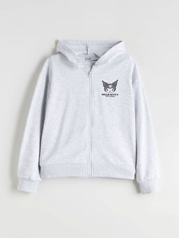 Kap??onlu Kuromi Bask?l? K?z ?ocuk Fermuarl? Sweatshirt
