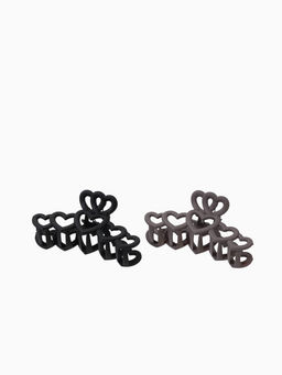 Цена за 12 шт. Крабик для волос «Леона», сердца матовый, 10 см, МИКС