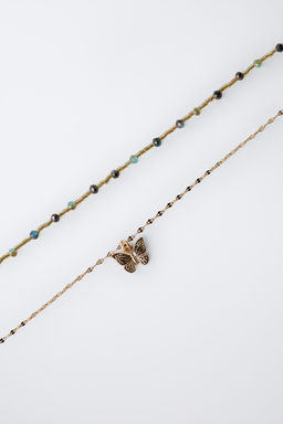 PACK OF TWO NECKLACES WITH BUTTERFLY BEADS - Zara фото 3