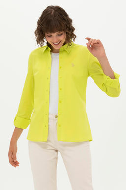 U. S. Polo Assn Женская неоново-желтая базовая рубашка с длинным рукавом