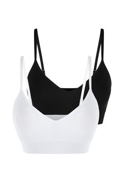 Siyah-Beyaz 2li Kaskorse Duz Dikme Kap Bralette Sutyen THMAW26SU00007 - Trendyolmilla фото 7
