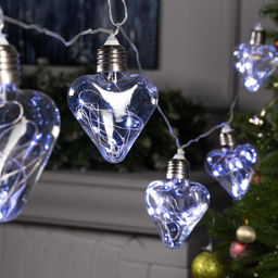 Гирлянда Нить 3 м с насадками Лампочки сердца, IP20, прозрачная нить, 80 LED, свечение белое, 8 режимов, 220 В