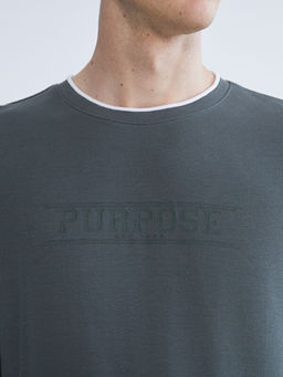 Bisiklet Yaka Bask?l? Erkek Sweatshirt