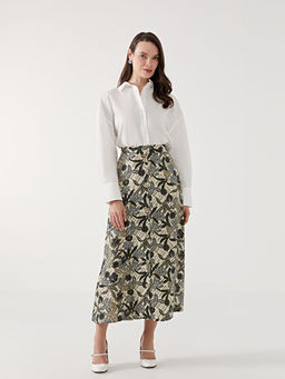 Beli Lastikli ?i?ekli Kad?n Etek