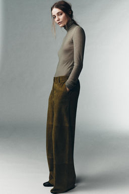 100% SUEDE LEATHER TROUSERS LIMITED EDITION - Zara фото 4