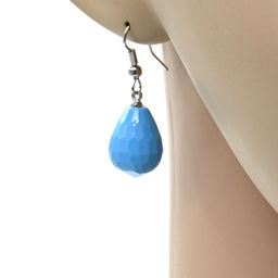 Серьги Капельки с гранями из бирюзы 12*16мм, 5,1г