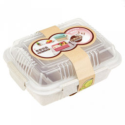 Ланч-бокс для продуктов пластмассовый Эко дом 20,5х15,5см h8,5см, 2 отделения 0,9л, с ложкой 13см, крышка прозрачная, с клипсами, с уплотнителем, цвета в ассортименте: бежевый, розовый, голубой (Китай) Пластик с добавлением пшеничных волокон. - Домашняя мода фото 6