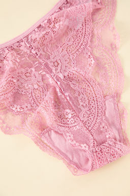 Gul Kurusu Dantelli Ip Ask?l? Balensiz Kaps?z Orme Ic Camas?r? Tak?m? THMSS24CC00030