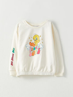 Bisiklet Yaka Tweety Bask?l? Uzun Kollu K?z ?ocuk Sweatshirt