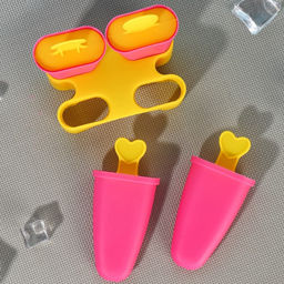 Форма для мороженого Доляна Симпл, 4 ячейки, пластик, розовая, жёлтая