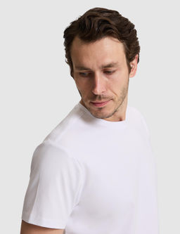 Beyaz Slim Fit Pamuk Kar___ml_ Bisiklet Yaka Basic T-shirt