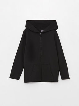 Kap??onlu Basic Uzun Kollu K?z ?ocuk Fermuarl? Sweatshirt