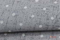 Рогожка Белый горох на сером меланже №5, ш.1.5м, хлопок-100%, 165гр/м.кв - Купава фото 3