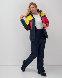 Горнолыжный костюм женский зимний темно-синего цвета 02803TS