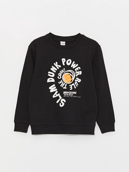 Bisiklet Yaka Bask?l? Uzun Kollu Erkek ?ocuk Sweatshirt - Waikiki фото 3