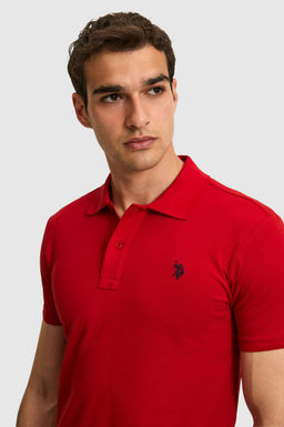 Erkek Slim Fit Fit Polo Yaka K_rm_z_ Basic Ti__rt