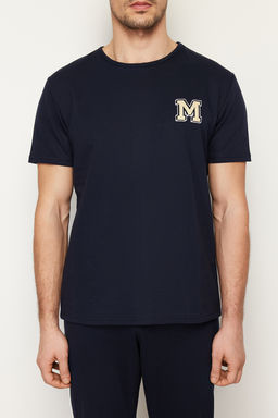 TRENDYOL MAN Lacivert K?sa Kol Bask?l? Regular Fit Pijama Tak?m? TMNSS24PT00000 - Trendyolmilla фото 4