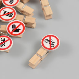 Цена за 2 шт. Декор для творчества дерево «Запрещающие знаки», набор 10 шт., 1.9×4.2 см