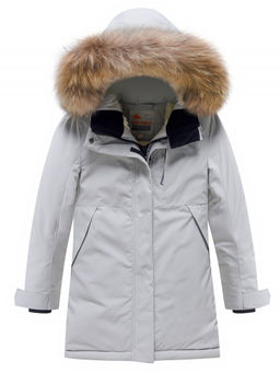 Парка зимняя подростковая для девочки с капюшоном и мехом серого цвета 9532Sr