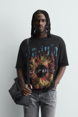 KNIT T-SHIRT WITH CONTRAST PRINT