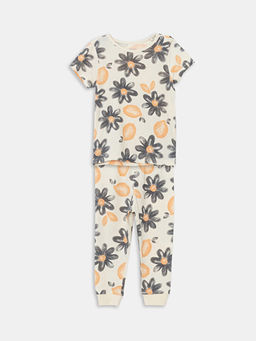 Bisiklet Yaka ?i?ekli K?z Bebek Pijama Tak?m?