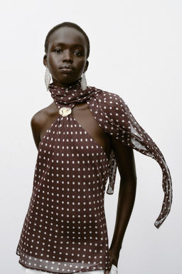 HALTER TOP WITH HARDWARE AND POLKA DOTS - Zara фото 4
