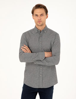 Gri Slim Fit Uzun Kollu G_mlek