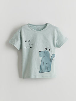 Bask?l? Erkek Bebek Ti??rt ve Pantolon 2li