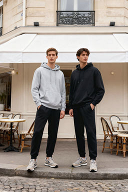 Siyah-Gri Melanj 2li Paket Kap__onlu Regular Kesim __i Polarl_ Sweatshirt TMNAW24SW00000