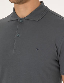 Antrasit Slim Fit %100 Pamuk K_vr_lmaz Polo Yaka Basic Ti__rt