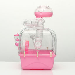 Клетка для грызунов с туннелем, выносным домиком и наполнением, 47 х 30 х 38, см, розовая - Пижон фото 2