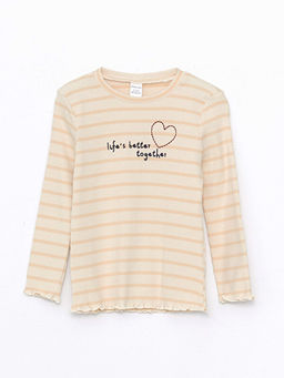 Bisiklet Yaka ?izgili K?z Bebek Ti??rt