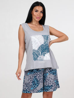 672 ПИЖАМА (шорты) (Серый-изумруд) - А-дина фото 3