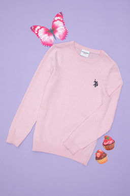 Розовый базовый свитер для девочки Неожиданная скидка в корзине