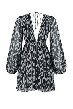 TRENDYOLMILLA Turuncu Etnik Desenli Belden Ac?lan Sifon Astarl? Mini Dokuma Elbise TWOSS23EL00519  фото 23