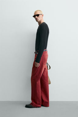 JEANS FLARE FIT / Rojo - Zara фото 4